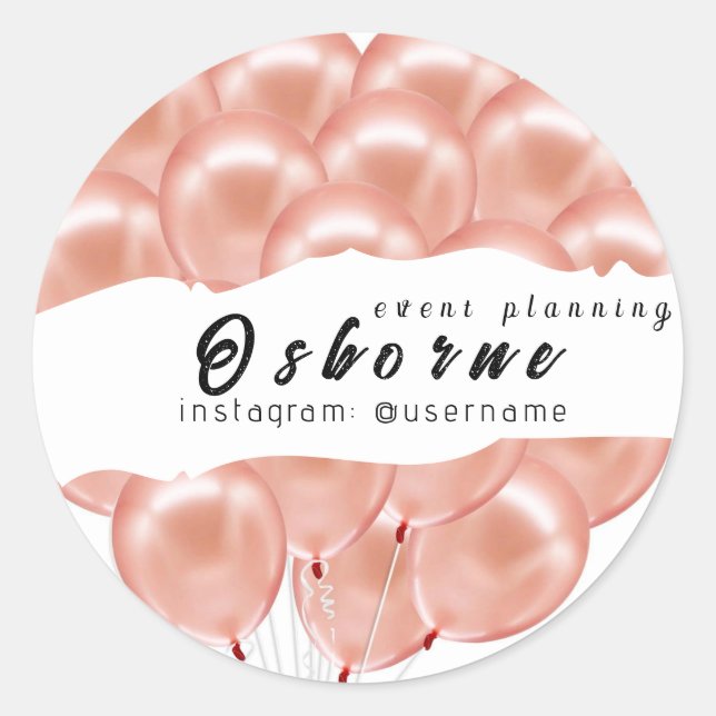 Balloons Event Planning Classic Round Sticker (Devant)