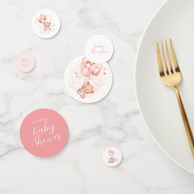Balloons roses Baby shower Ours en Teddy Confetti (Groupe)