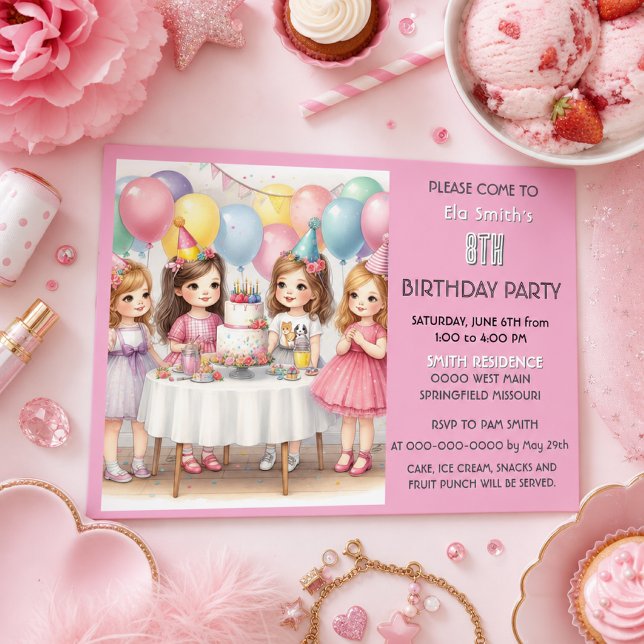 Balloons Roses Jolies Invitation Anniversaire Fill (Créateur téléchargé)