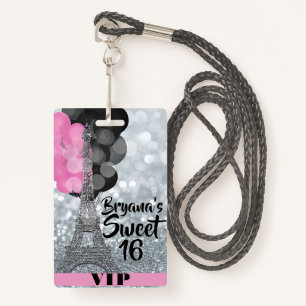 Balloons Tour Eiffel en argent rose VIP Pass Badge