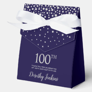 Ballotins 100e Anniversaire Bleu Marine Pailleté Merci