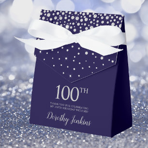 Ballotins 100e Anniversaire Bleu Marine Pailleté Merci