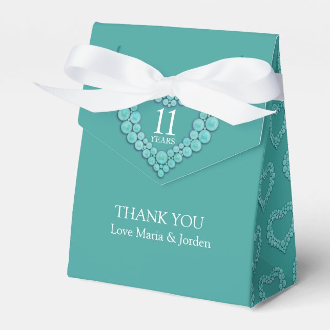 Ballotins 11 ans turquoise coeur mariage merci (Verso)