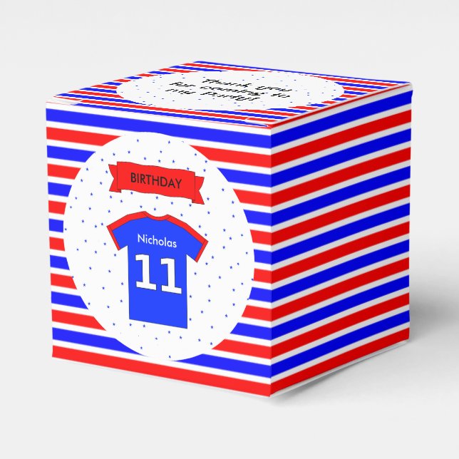 Ballotins 11e anniversaire fête personnalisée nom rouge bleu (Verso)