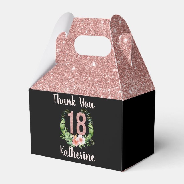 Ballotins 18e anniversaire rose or parties scintillant merci (Verso)