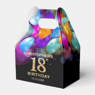 Ballotins 18e fête d'anniversaire Ballons noirs et or