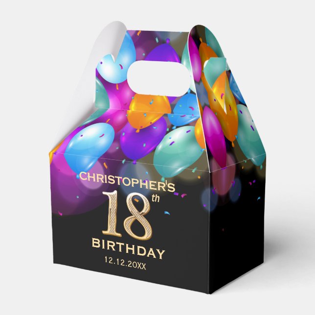 Ballotins 18e fête d'anniversaire Ballons noirs et or (Verso)