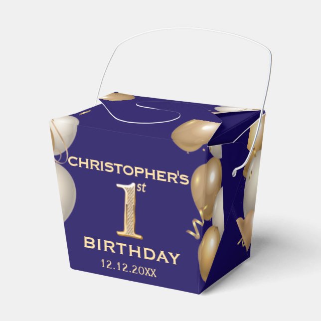 Ballotins 1er Anniversaire Marine Bleu et Ballons d'or (Verso)