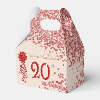 Ballotins 20e Anniversaire Rubis Rouge Paillettes Champagne