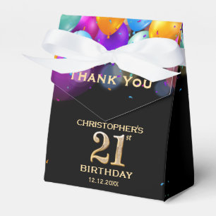 Ballotins 21e fête d'anniversaire Ballons Noir et Or