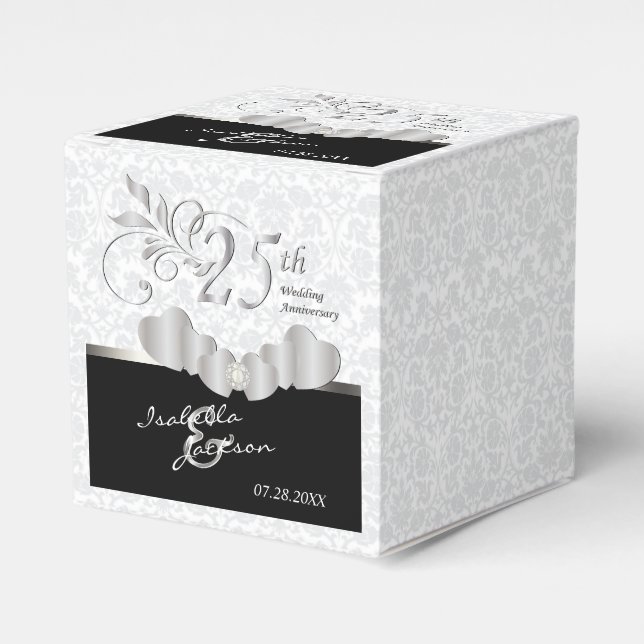 Ballotins 25e anniversaire de mariage d'argent et de blanc (Verso)