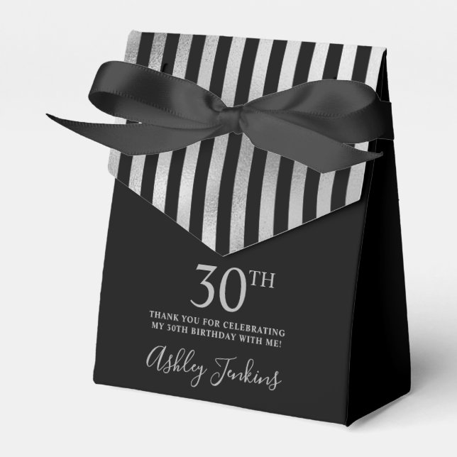 Ballotins 30th Birthday Silver Striped Thank You (Verso)
