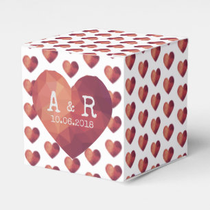 Ballotins 3d rouge couple monogrammes mariage date