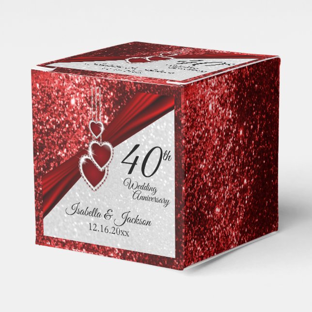 Ballotins 40e anniversaire de rubis rouge et Parties scintil (Verso)