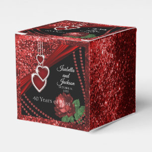 Ballotins 40e anniversaire Rubis Rouge Paillettes et Rose