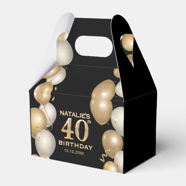 Ballotins 40e fête d'anniversaire Ballons noirs et or (Verso)