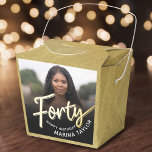 Ballotins 40th birthday Forty script gold black photo<br><div class="desc">Forty gold script and gold look two sided photo party favor boxes. Personalize this 40th birthday party script photo favor box with your own birthday girls name and photo of your birthday girl or boy. Other years and matching items are available and can be created by request. © Original design...</div>