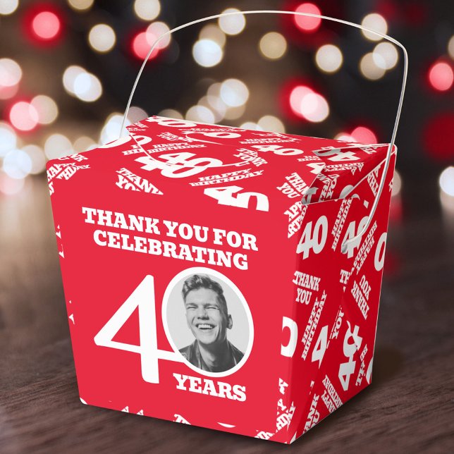 Ballotins 40th birthday personalized photo white red (Créateur téléchargé)