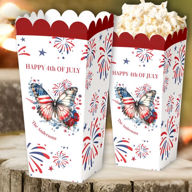 Ballotins 4 juillet Feu Patriotique Nom de famille (4th of July Patriotic Firework Family Name Favor Boxes)