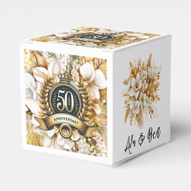 Ballotins 50e anniversaire de la florale blanche et or (Verso)