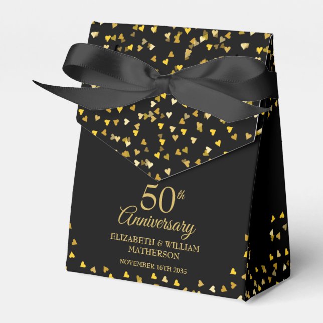 Ballotins 50e anniversaire du Mariage Coeurs noir et or (Verso)