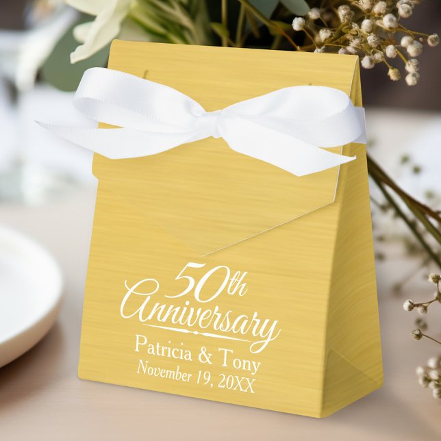 Ballotins 50e anniversaire du Mariage Golden personnalisé (Personalized Gift Favor Box - Wedding Anniversary)
