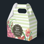 Ballotins 50e anniversaire Fleurs de printemps chaudes fragr<br><div class="desc">Conçu sur la base de mon aquarelle illustration de tulipes à perroquets jaunes, nénuphars orange et gladioles saumons à pêche chaudes. Une belle combinaison de fleurs printanières chaudes de couleur vive avec un arrière - plan vert clair clair clair. Personnalisable à Zazzle avec votre propre texte pour une fête d'anniversaire....</div>