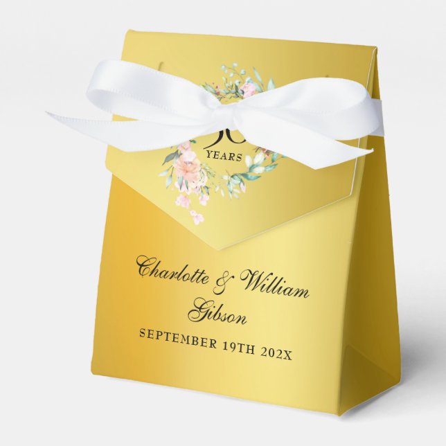 Ballotins 50e Anniversaire Mariage d'or Floral Rose (Verso)