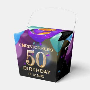 Ballotins 50e fête d'anniversaire Ballons noirs et or