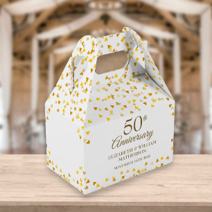 Ballotins 50th Wedding Anniversary Gold Hearts Favor Box