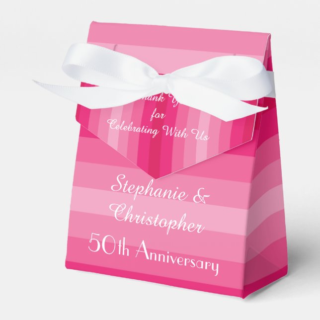 Ballotins 50th Wedding Anniversary, Minimalist Pink Stripes (Verso)