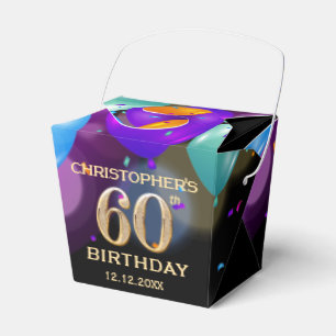 Ballotins 60e fête d'anniversaire Ballons noirs et or