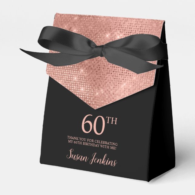 Ballotins 60th Birthday Rose Gold Thank You Favor Box (Verso)