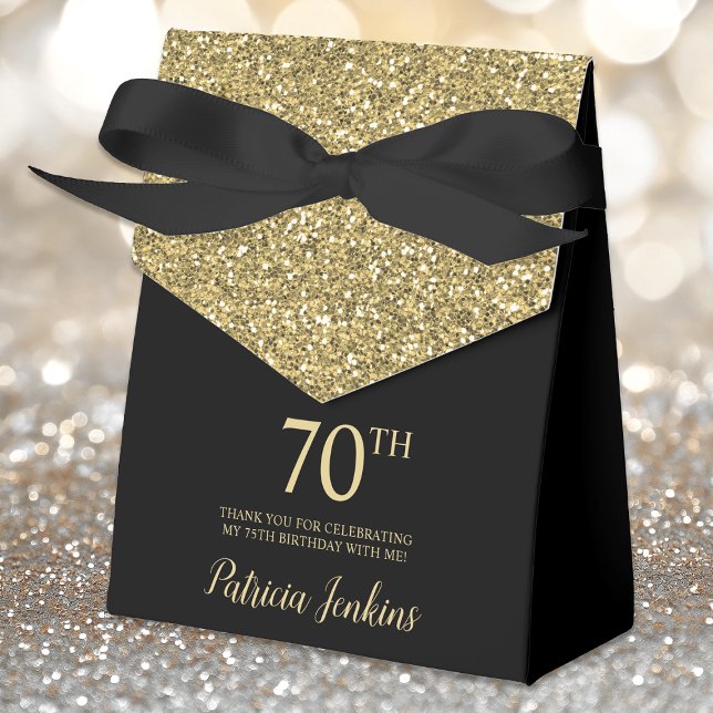Ballotins 70th Birthday Gold Glitter Thank You (Créateur téléchargé)