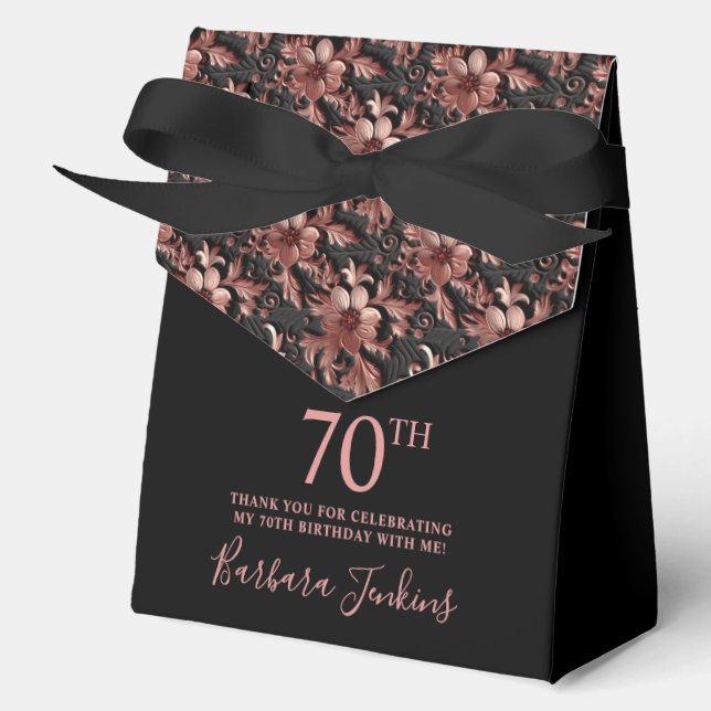 Ballotins 70th Birthday Rose Gold Floral Thank You  (Recto)