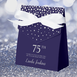 Ballotins 75e Anniversaire Bleu Marine Pailleté Merci
