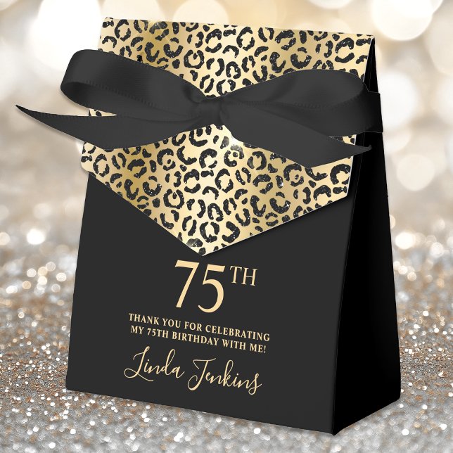Ballotins 75th Birthday Gold Leopard Print Thank You  (Créateur téléchargé)