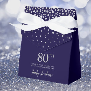 Ballotins 80e Anniversaire Bleu Marine Pailleté Merci