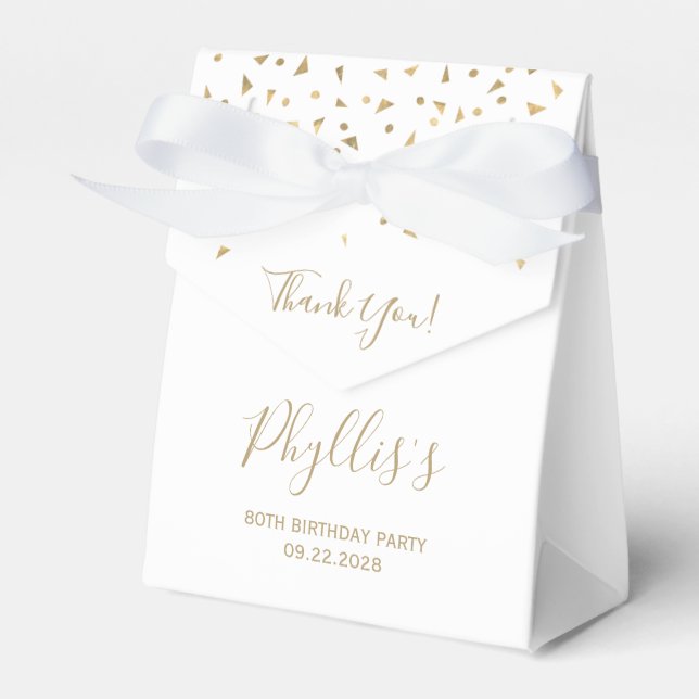 Ballotins 80e anniversaire Elegant Gold Confetti Blanc (Verso)