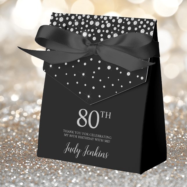 Ballotins 80e Anniversaire Noir Pailleté Merci (Créateur téléchargé)