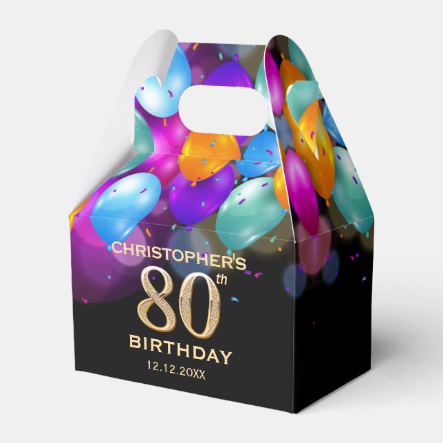 Ballotins 80e fête d'anniversaire Ballons noirs et or (Verso)