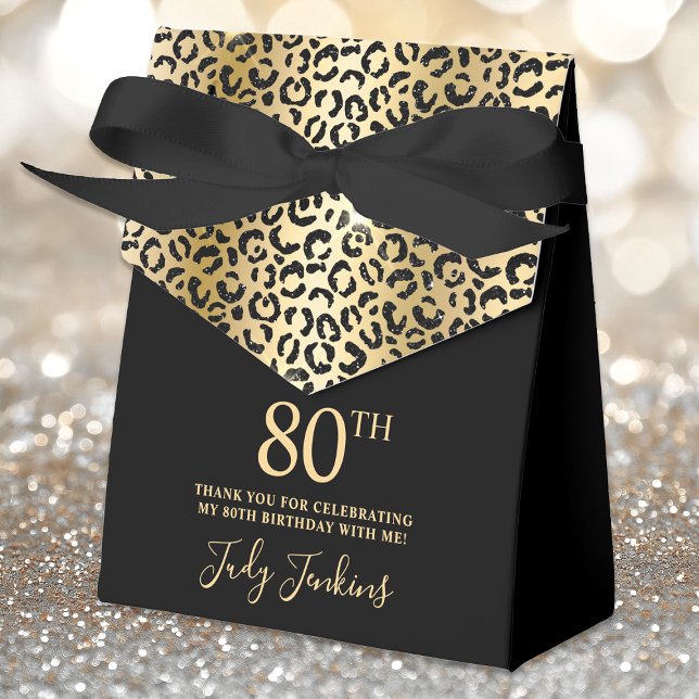 Ballotins 80th Birthday Gold Leopard Print Thank You  (Créateur téléchargé)