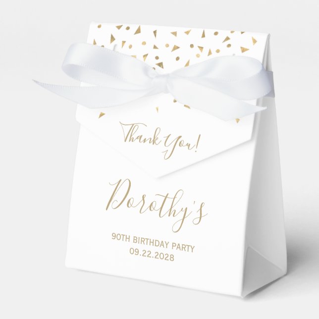 Ballotins 90e Anniversaire Elegant Gold Confetti Blanc (Verso)
