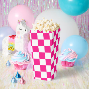 Ballotins à damiers carré chaud rose blanc rétro géométrique