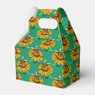 Ballotins Abeille sur motif de fleur de tournesol vert