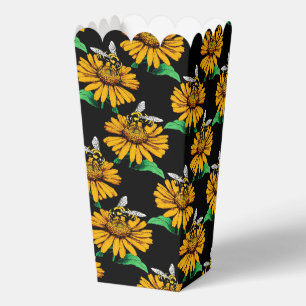 Ballotins Abeille sur Tournesol Fleur Motif Design Noir