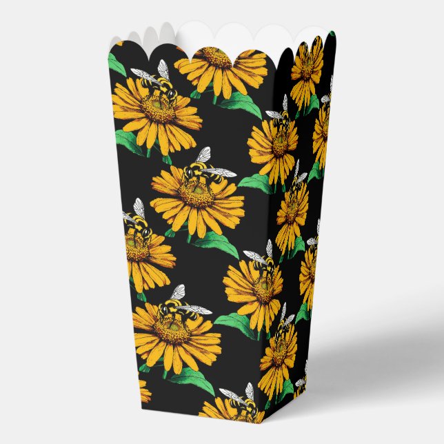 Ballotins Abeille sur Tournesol Fleur Motif Design Noir (Verso)