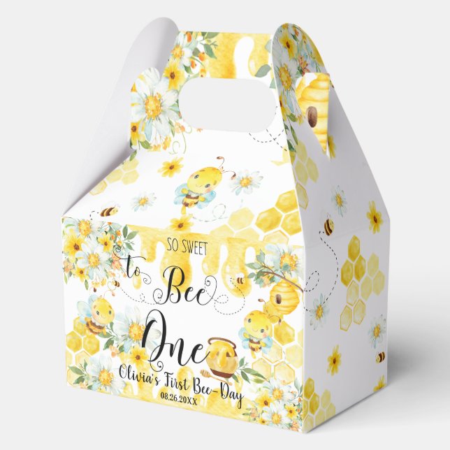 Ballotins Abeilles de miel jaune Floral 1er anniversaire un (Recto)