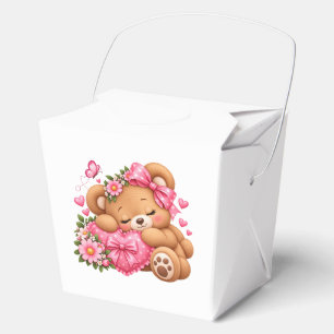 Ballotins Adorable Ourson avec Nœud Rose & Cœurs   Mignon 