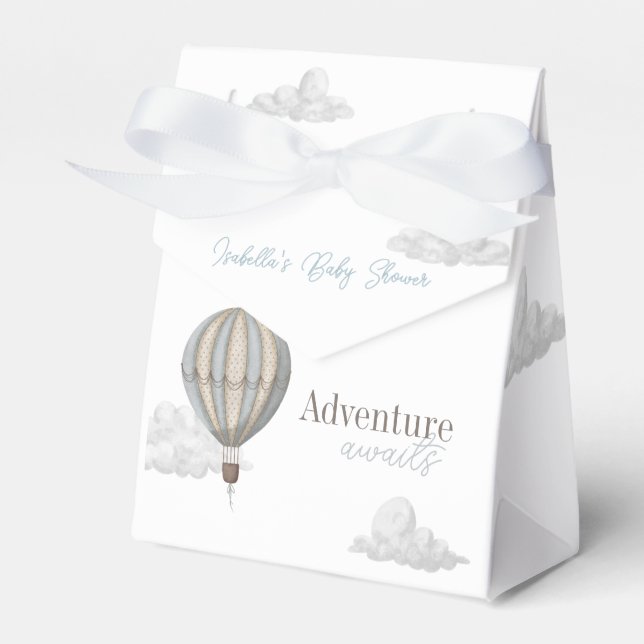 Ballotins Adventure Awaits Hot Air Balloon Boy Baby Shower (Verso)